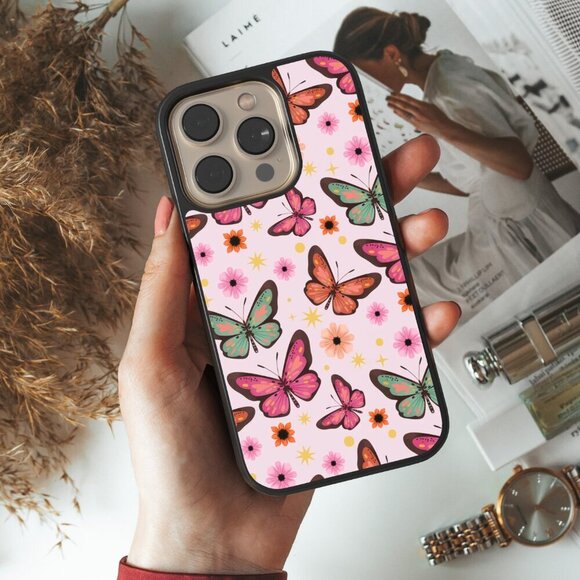 Butterfly Phone Case iPhone 16 Pro, 15 Pro, 14, Samsung Galaxy S25 Google Pixel - Picture 1 of 7